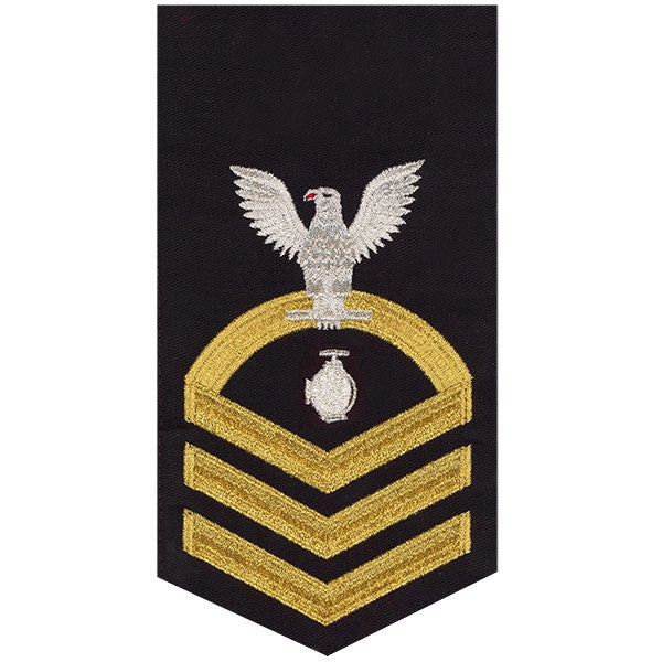 Picture of US Navy Rating Badges E7 Male Rating Utilitiesman: Seaworthy Gold On Blue