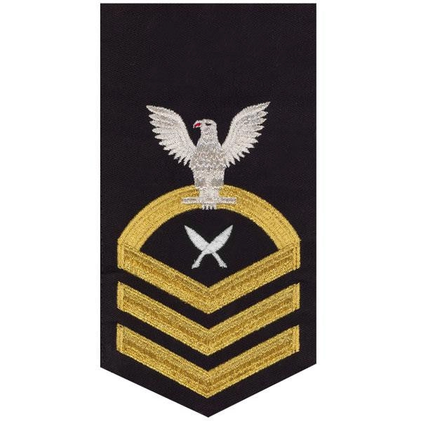 Picture of US Navy Rating Badges E7 Male Rating Yeoman: Seaworthy Gold On Blue