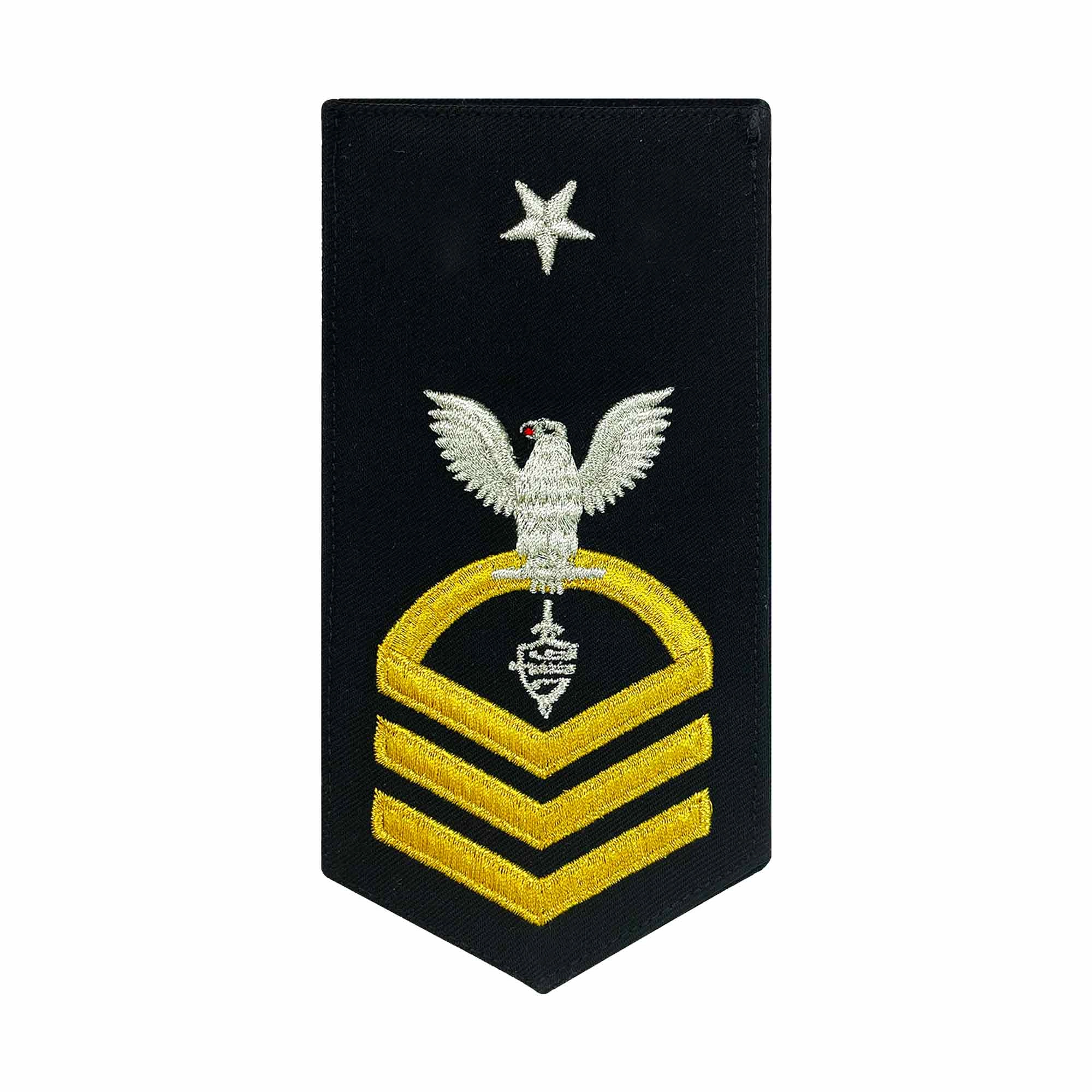 Picture of US Navy Rating Badges E8 Female Rating Cwt Cyber Warfare Technician: Seaworthy Gold On Blue