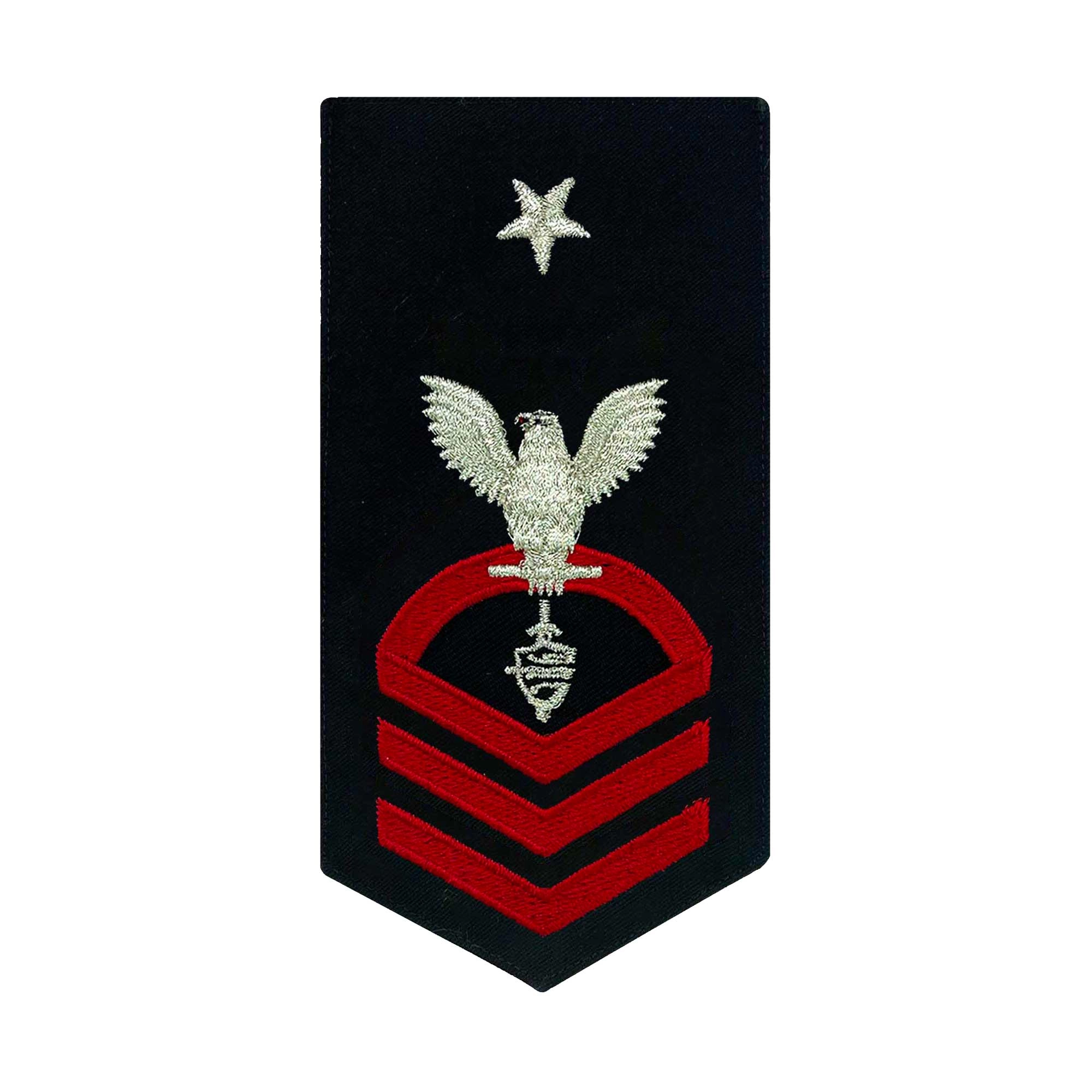 Picture of US Navy Rating Badges E8 Female Rating Cwt Cyber Warfare Technician: Seaworthy Red On Blue