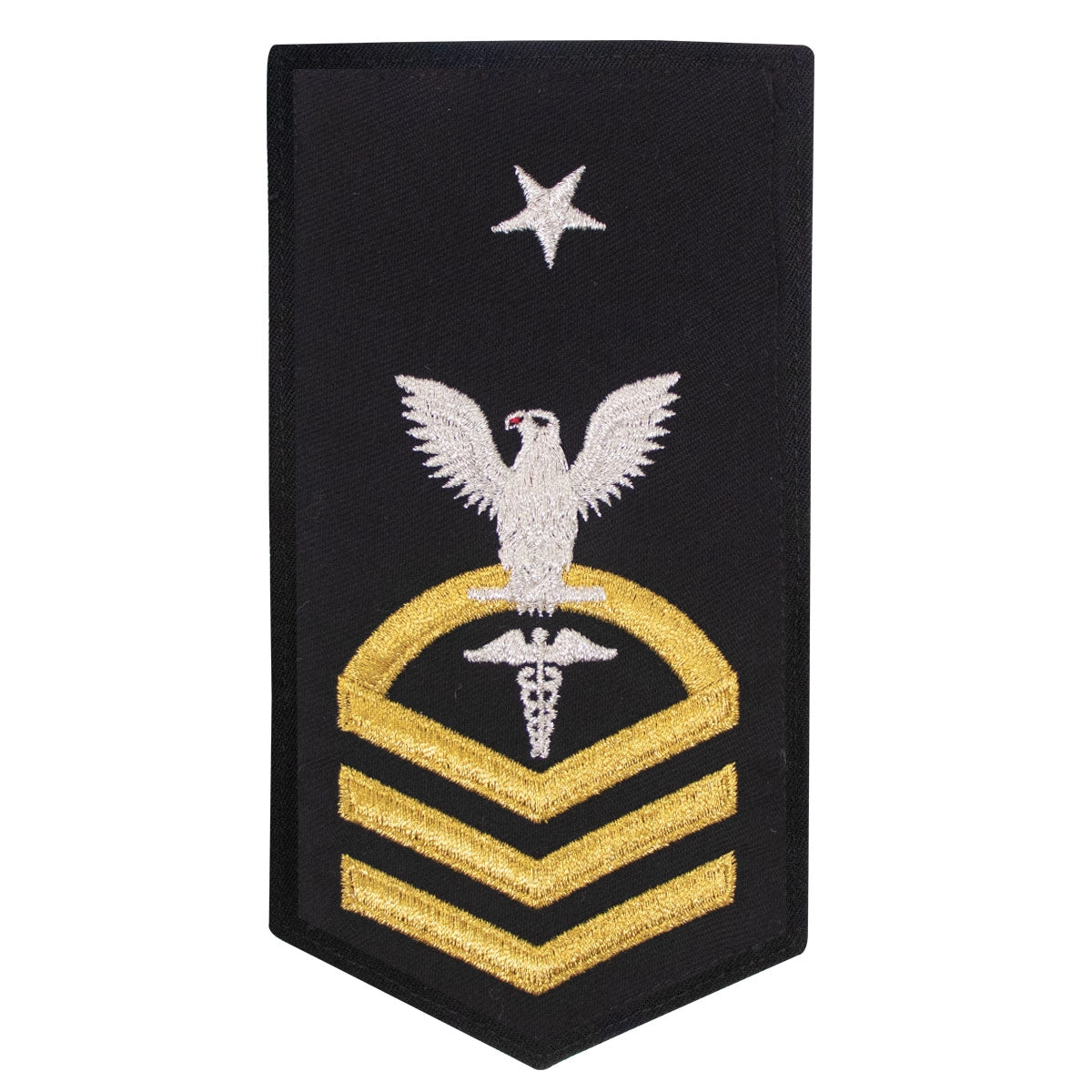 Picture of US Navy Rating Badges E8 Female Rating Hm Hospitalman: Seaworthy Gold On Blue