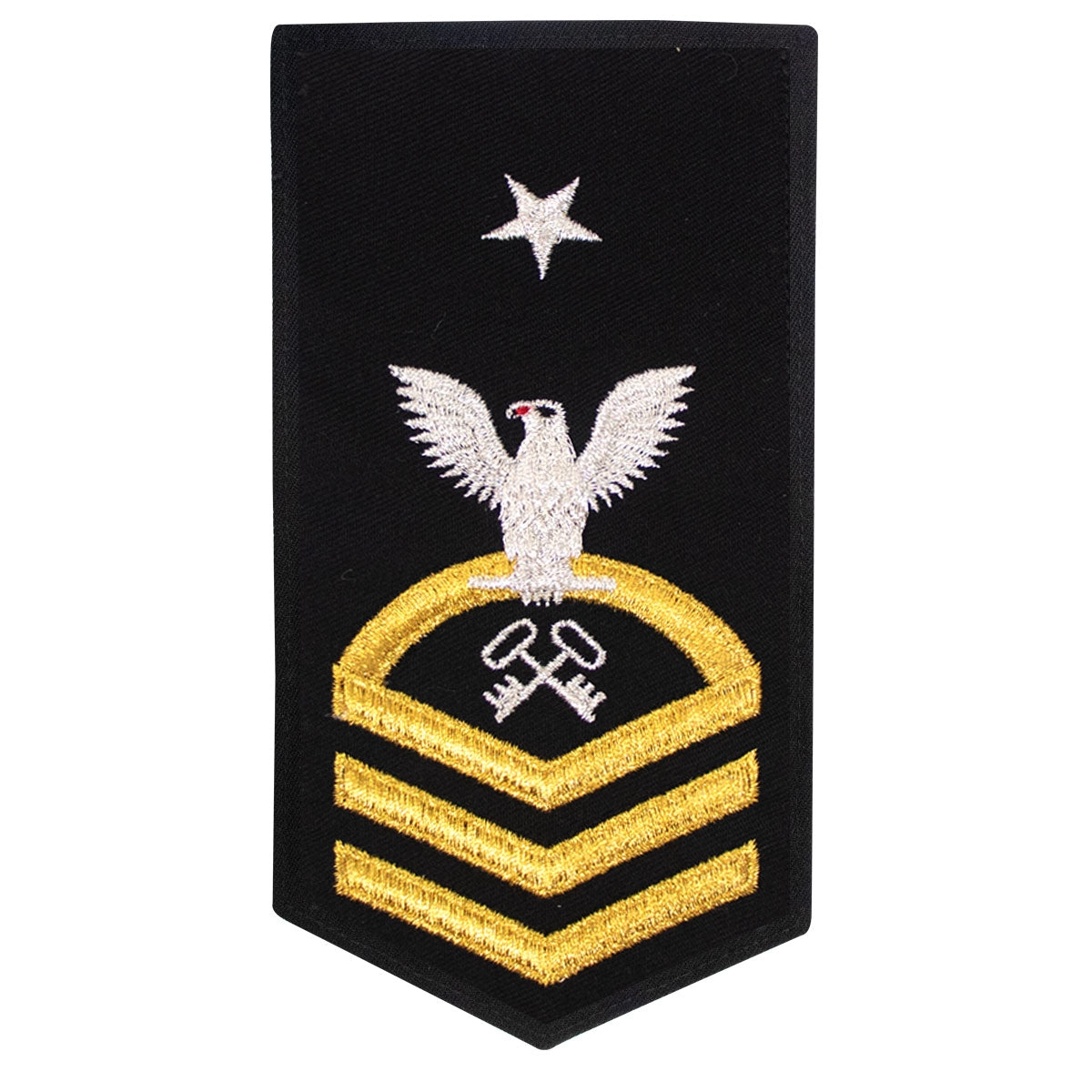 Picture of US Navy Rating Badges E8 Female Rating Ls Logistics Specialist: Seaworthy Gold On Blue