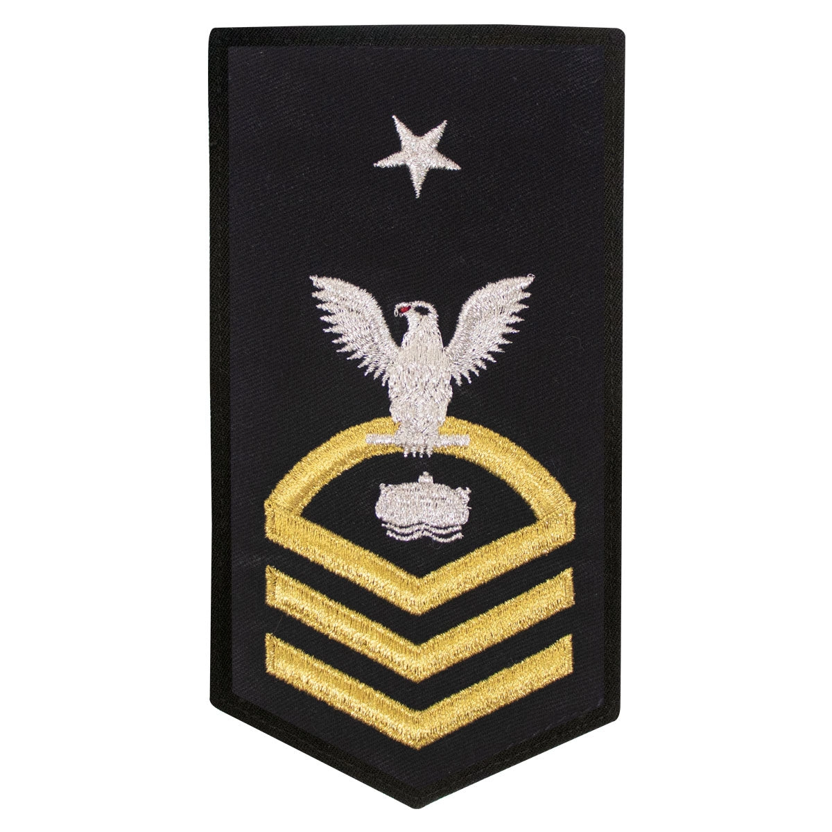 Picture of US Navy Rating Badges E8 Female Rating Mn Mineman: Seaworthy Gold On Blue