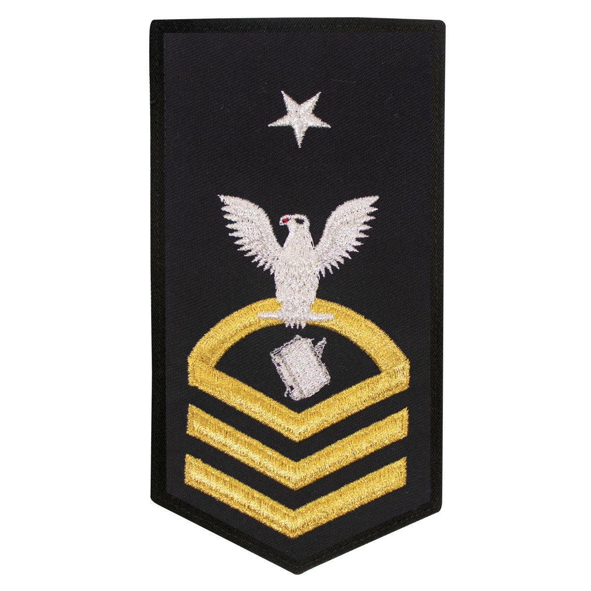 Picture of US Navy Rating Badges E8 Female Rating Ps Personnelman- Seaworthy Gold On Blue