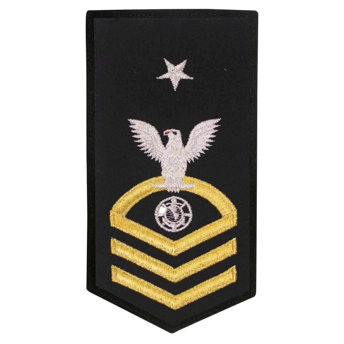 Picture of US Navy Rating Badges E8 Female Rating Rp Religious Programs Specialist: Seaworthy Gold On Blue
