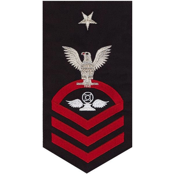 Picture of US Navy Rating Badges E8 Male Rating Air Traffic Control: Seaworthy Red On Blue