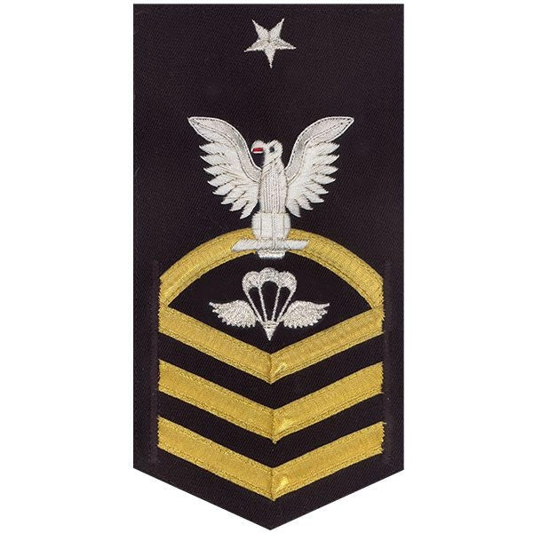 Picture of US Navy Rating Badges E8 Male Rating Aircrew Survival Equipmentman: Vanchief On Blue