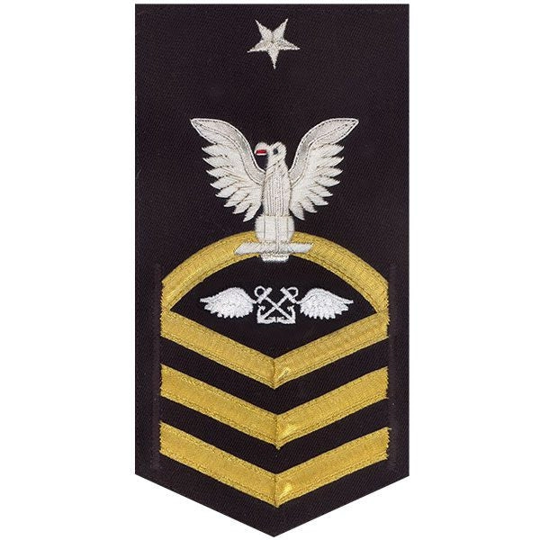 Picture of US Navy Rating Badges E8 Male Rating Aviation BoatswainS Mate: Vanchief On Blue