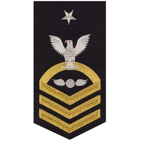 Picture of US Navy Rating Badges E8 Male Rating Aviation ElectricianS Mate: Seaworthy Gold On Blue