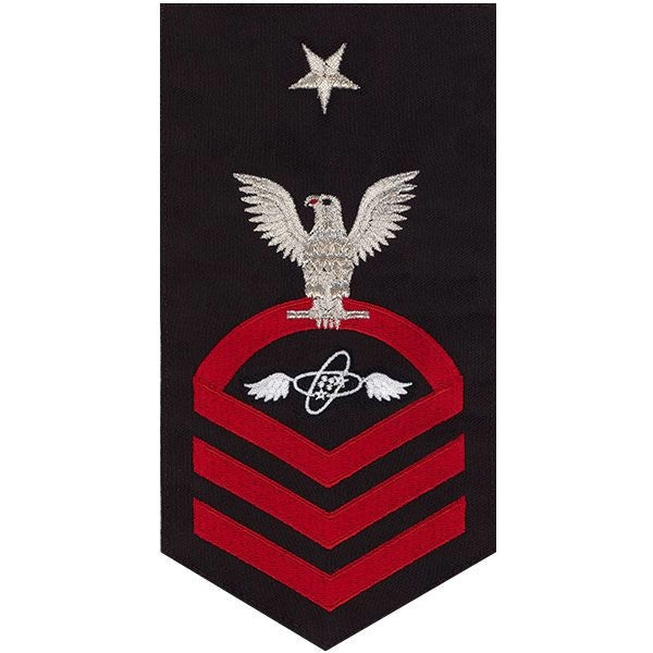 Picture of US Navy Rating Badges E8 Male Rating Aviation Electronics Technician: Seaworthy Red On Blue