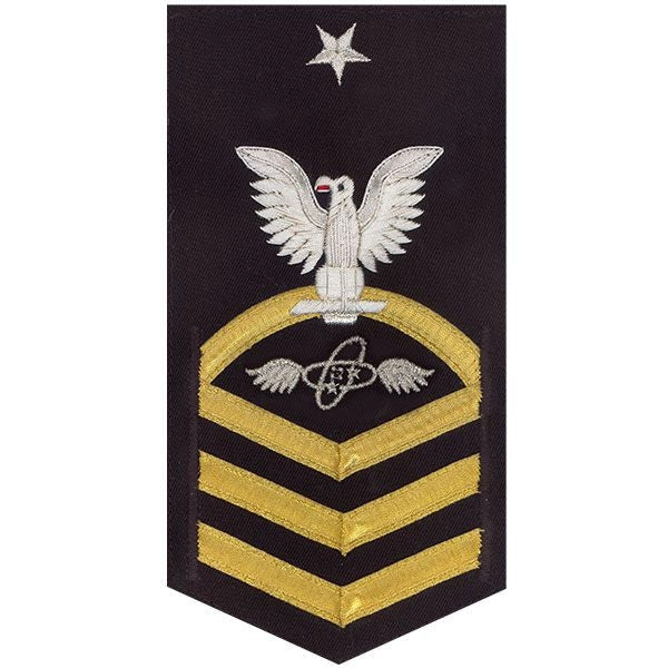 Picture of US Navy Rating Badges E8 Male Rating Aviation Electronics Technician: Vanchief On Blue