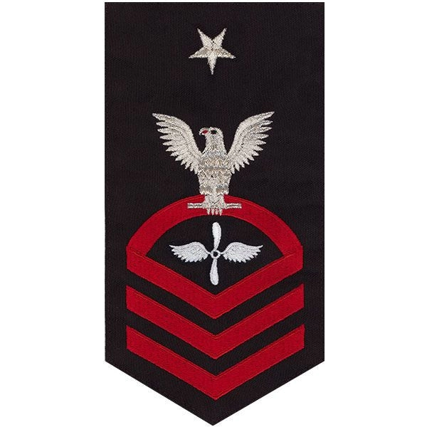 Picture of US Navy Rating Badges E8 Male Rating Aviation MachinistS Mate: Seaworthy Red On Blue