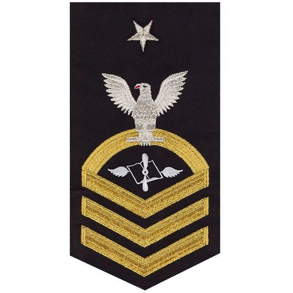 Picture of US Navy Rating Badges E8 Male Rating Aviation Maintenance Administration: Seaworthy Gold On Blue
