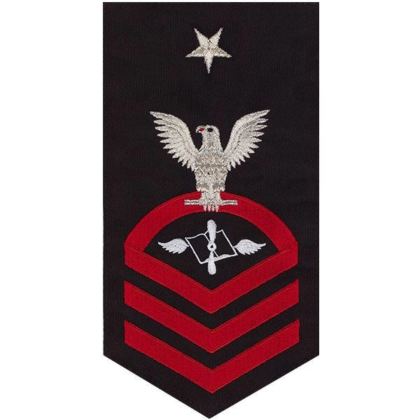 Picture of US Navy Rating Badges E8 Male Rating Aviation Maintenance Administration: Seaworthy Red On Blue