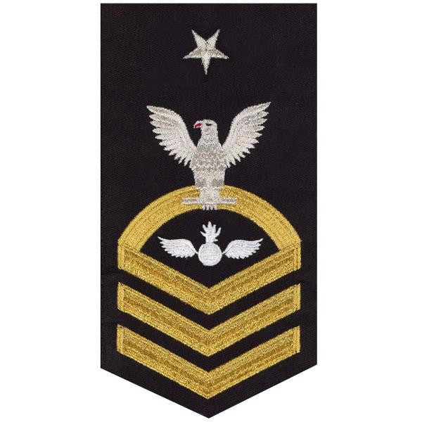 Picture of US Navy Rating Badges E8 Male Rating Aviation Ordnanceman: Seaworthy Gold On Blue