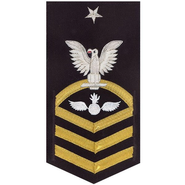 Picture of US Navy Rating Badges E8 Male Rating Aviation Ordnanceman: Vanchief On Blue