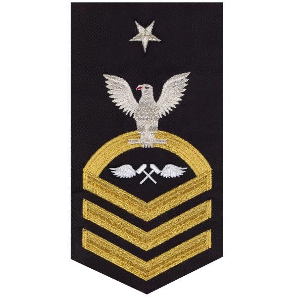 Picture of US Navy Rating Badges E8 Male Rating Aviation Structure Mechanic: Seaworthy Gold On Blue