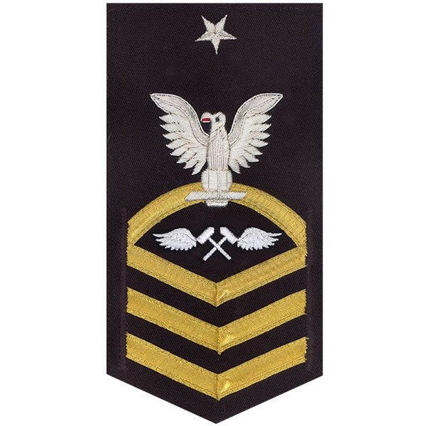 Picture of US Navy Rating Badges E8 Male Rating Aviation Structure Mechanic: Vanchief On Blue
