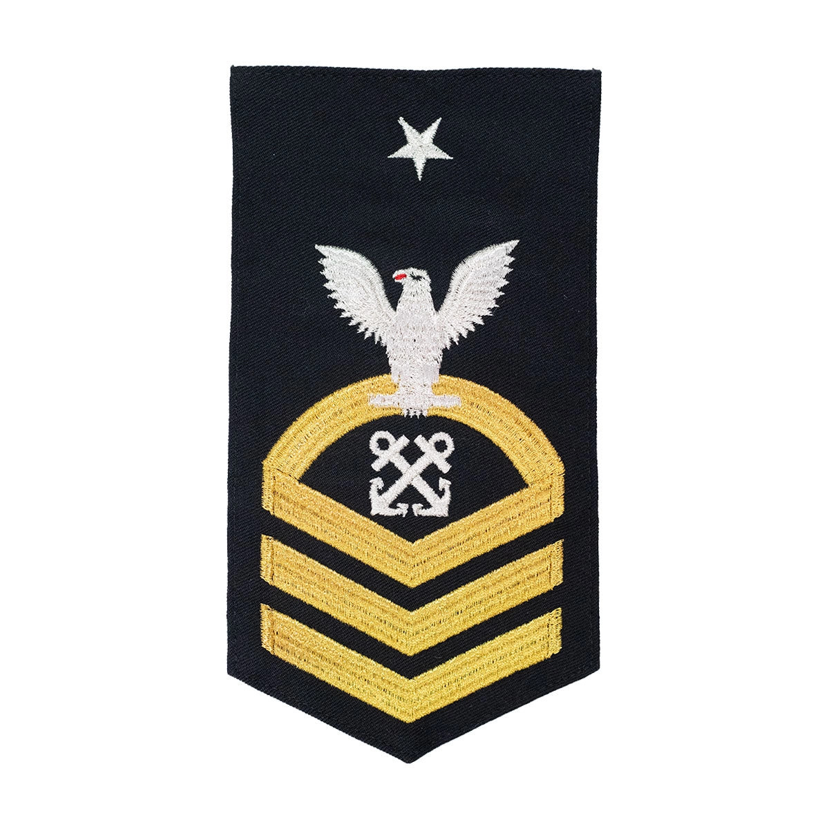 Picture of US Navy Rating Badges E8 Male Rating Boatswains Mate: Seaworthy Gold On Blue