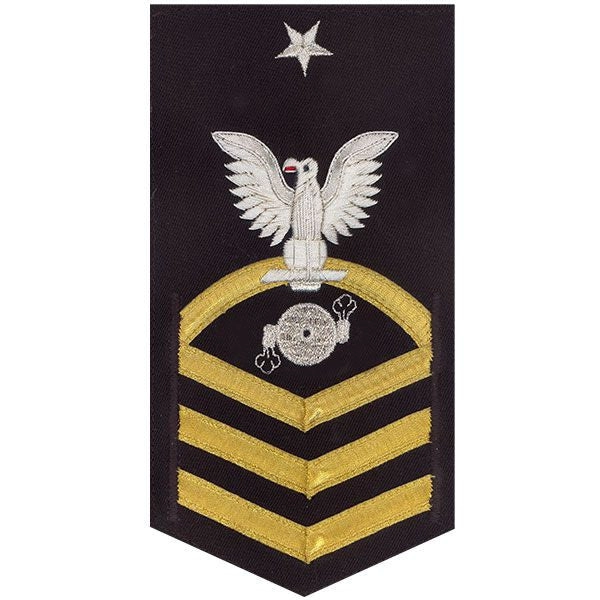 Picture of US Navy Rating Badges E8 Male Rating Boiler Technician: Vanchief On Blue