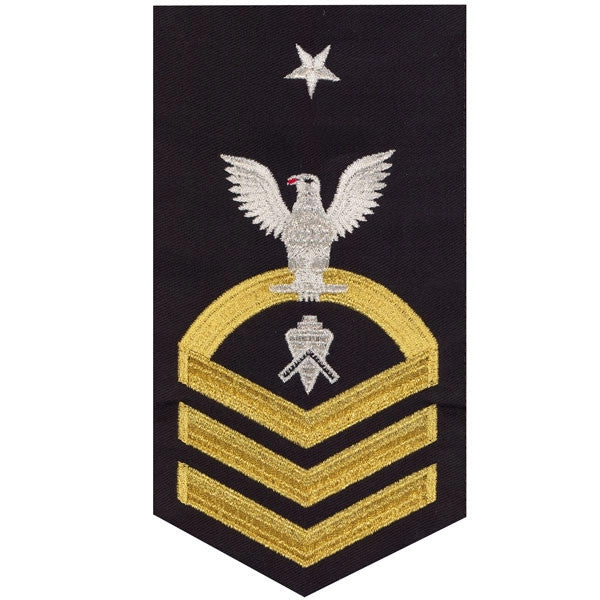 Picture of US Navy Rating Badges E8 Male Rating Builder: Seaworthy Gold On Blue