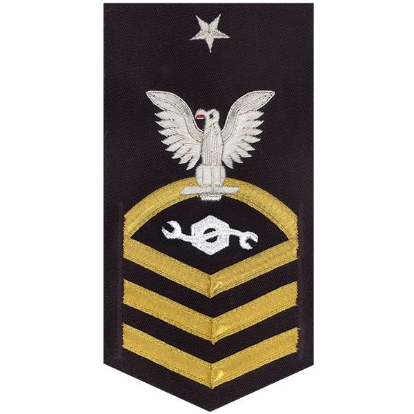 Picture of US Navy Rating Badges E8 Male Rating Construction Mechanic: Vanchief On Blue
