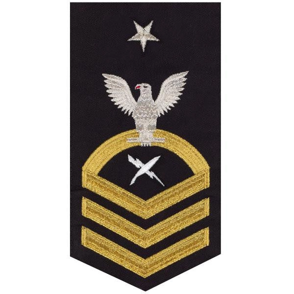 Picture of US Navy Rating Badges E8 Male Rating Cryptologic Technician: Seaworthy Gold On Blue