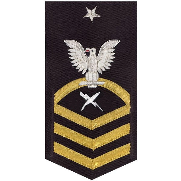 Picture of US Navy Rating Badges E8 Male Rating Cryptologic Technician: Vanchief On Blue
