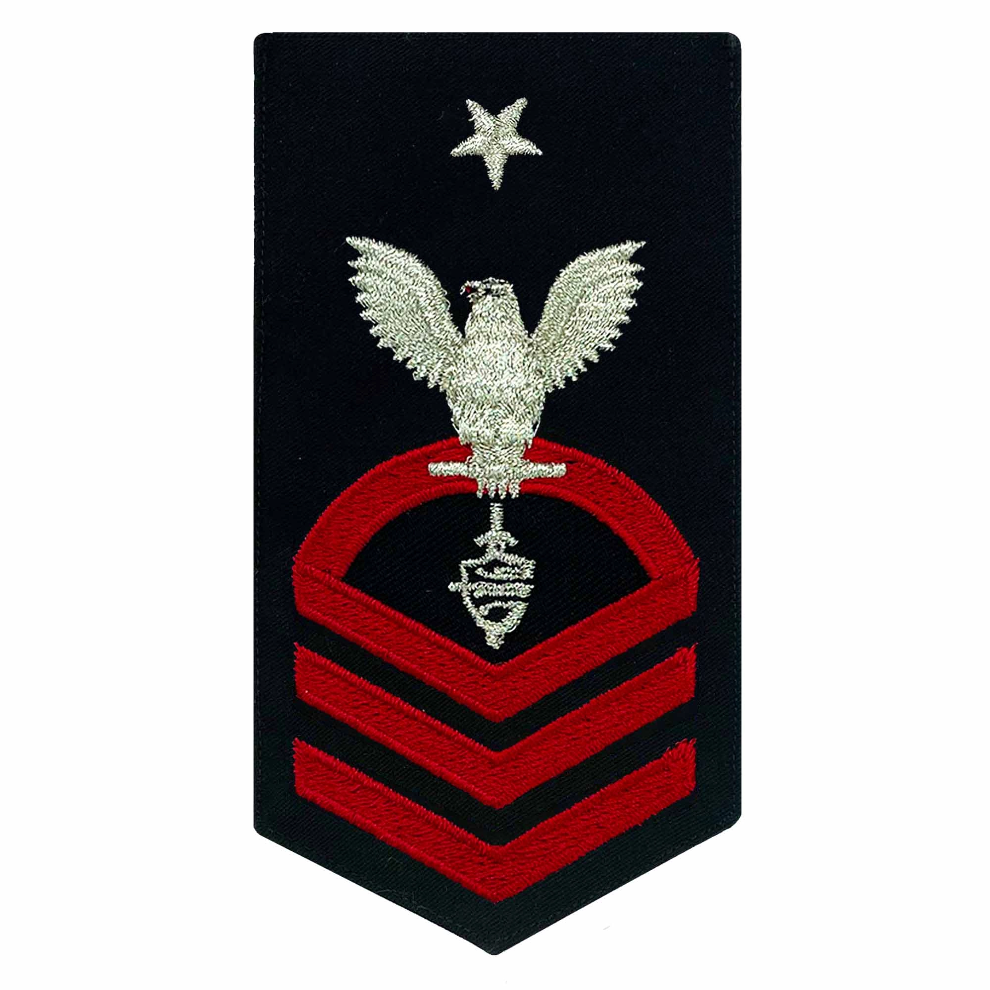 Picture of US Navy Rating Badges E8 Male Rating Cwt Cyber Warfare Technician: Seaworthy Red On Blue