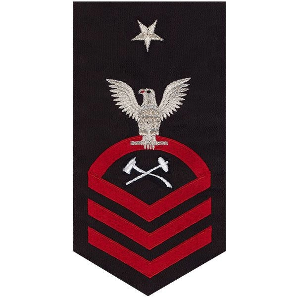 Picture of US Navy Rating Badges E8 Male Rating Damage Controlman: Seaworthy Red On Blue