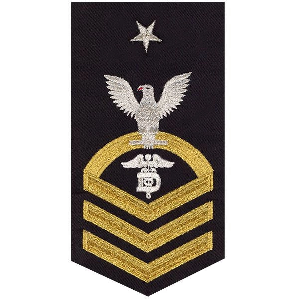 Picture of US Navy Rating Badges E8 Male Rating Dental Technician: Seaworthy Gold On Blue