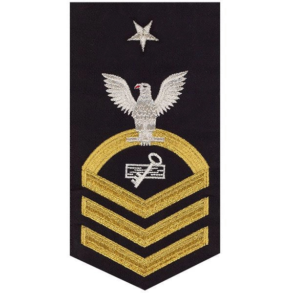 Picture of US Navy Rating Badges E8 Male Rating Disbursing Clerk: Seaworthy Gold On Blue