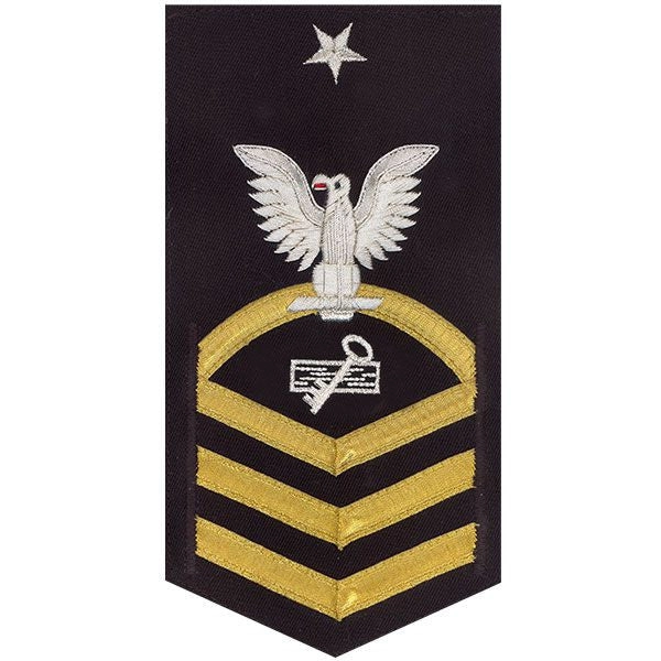 Picture of US Navy Rating Badges E8 Male Rating Disbursing Clerk: Vanchief On Blue