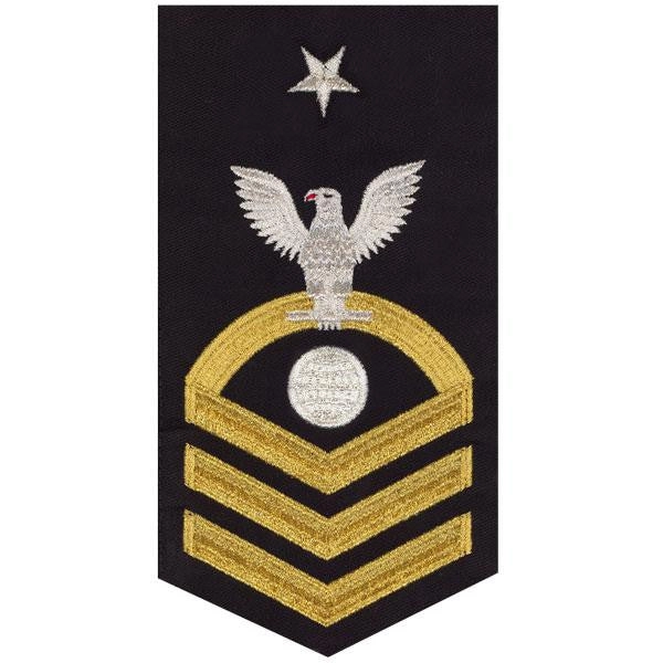 Picture of US Navy Rating Badges E8 Male Rating ElectricianS Mate: Seaworthy Gold On Blue