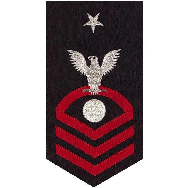 Picture of US Navy Rating Badges E8 Male Rating ElectricianS Mate: Seaworthy Red On Blue