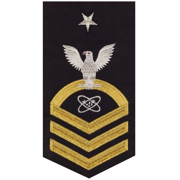Picture of US Navy Rating Badges E8 Male Rating Electronics Technician: Seaworthy Gold On Blue