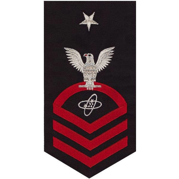 Picture of US Navy Rating Badges E8 Male Rating Electronics Technician: Seaworthy Red On Blue