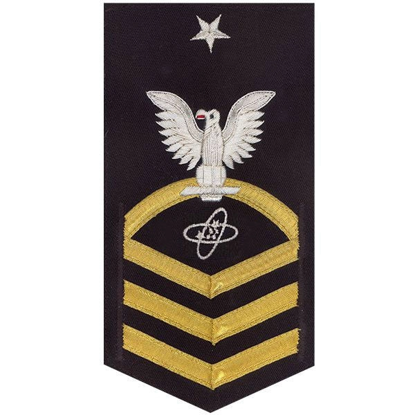 Picture of US Navy Rating Badges E8 Male Rating Electronics Technician: Vanchief On Blue