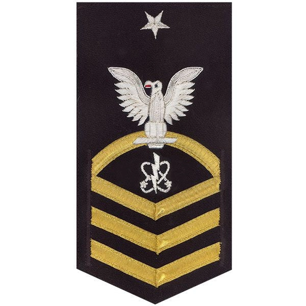 Picture of US Navy Rating Badges E8 Male Rating Electronics Warfare Technician: Vanchief On Blue