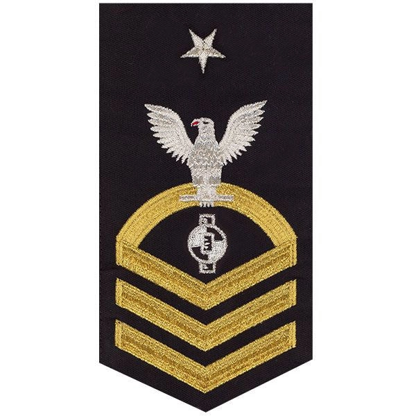 Picture of US Navy Rating Badges E8 Male Rating Engineering Aide: Seaworthy Gold On Blue