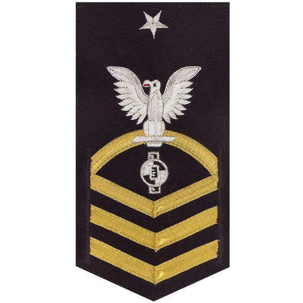 Picture of US Navy Rating Badges E8 Male Rating Engineering Aide: Vanchief On Blue