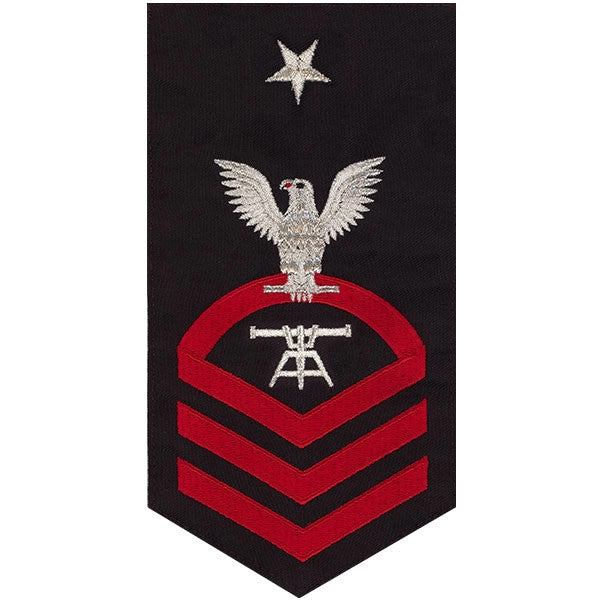 Picture of US Navy Rating Badges E8 Male Rating Fire Control Technician: Seaworthy Red On Blue