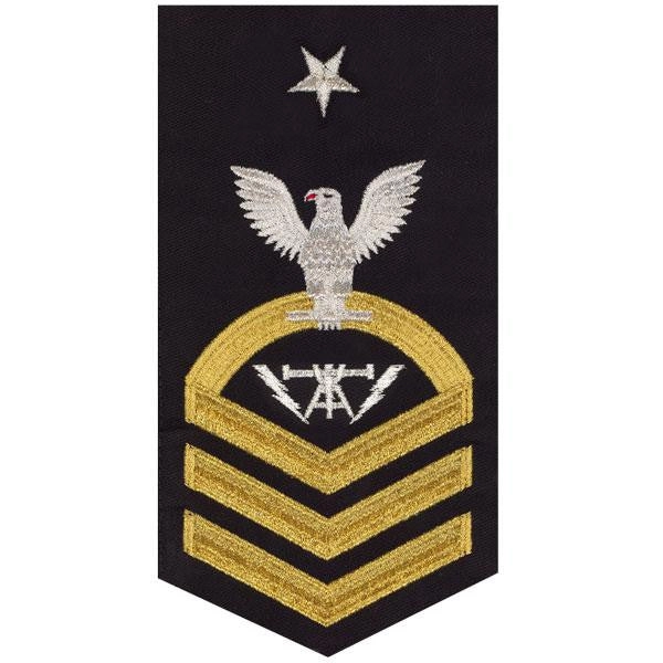 Picture of US Navy Rating Badges E8 Male Rating Fire Controlman: Seaworthy Gold On Blue