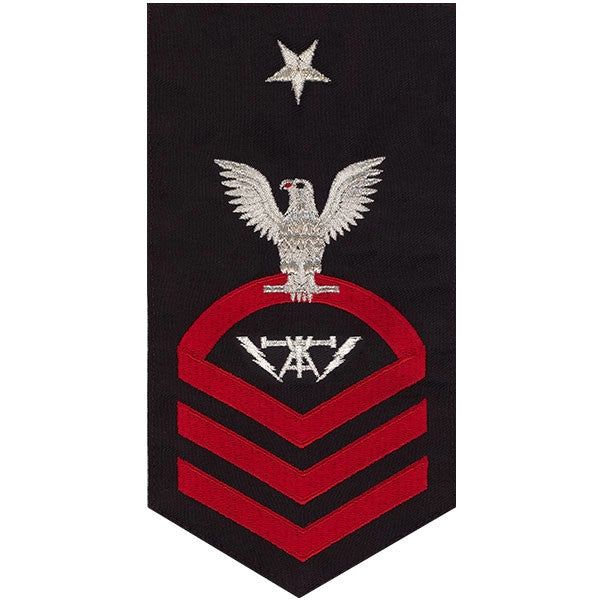 Picture of US Navy Rating Badges E8 Male Rating Fire Controlman: Seaworthy Red On Blue