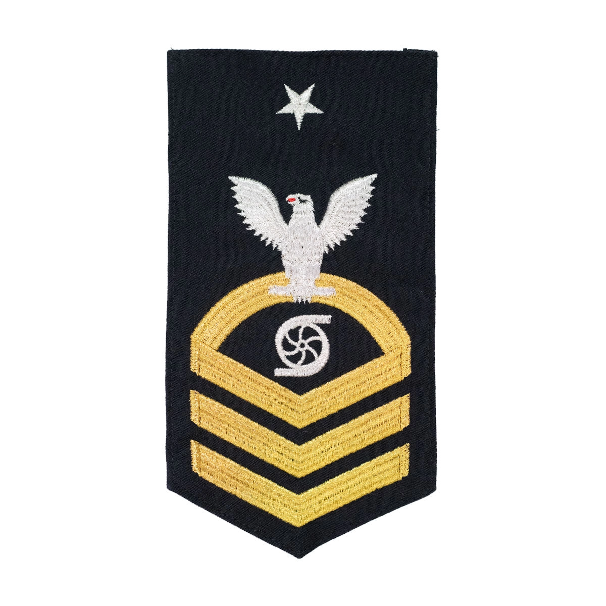 Picture of US Navy Rating Badges E8 Male Rating Gs Gas Turbine System Technician: Seaworthy Gold On Blue