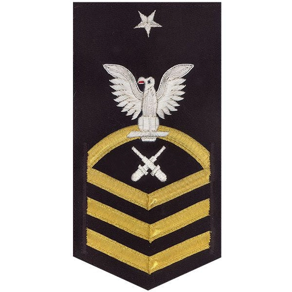 Picture of US Navy Rating Badges E8 Male Rating GunnerS Mate: Vanchief On Blue
