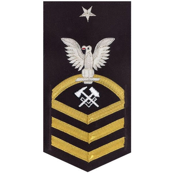 Picture of US Navy Rating Badges E8 Male Rating Hull Maintenance Technician: Vanchief On Blue