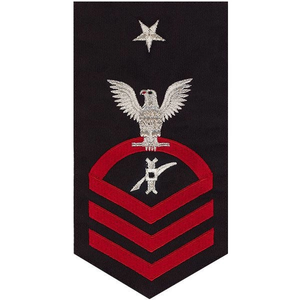 Picture of US Navy Rating Badges E8 Male Rating Legalman: Seaworthy Red On Blue