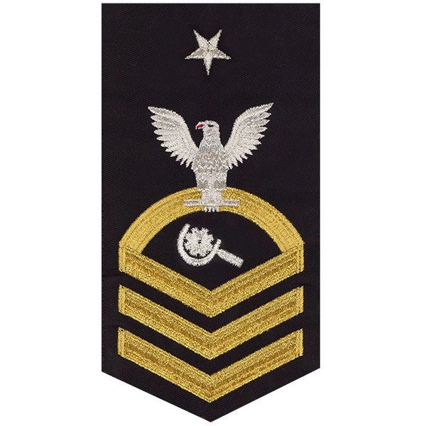 Picture of US Navy Rating Badges E8 Male Rating Machinery Repairman: Seaworthy Gold On Blue