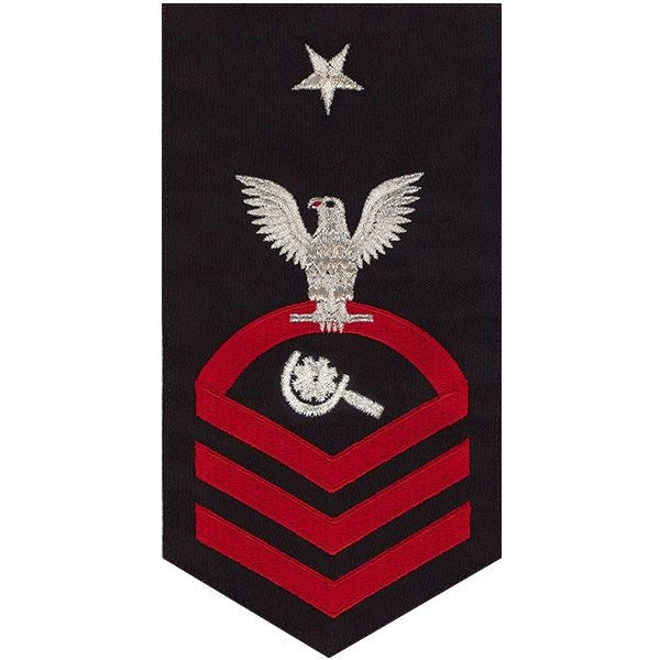 Picture of US Navy Rating Badges E8 Male Rating Machinery Repairman: Seaworthy Red On Blue
